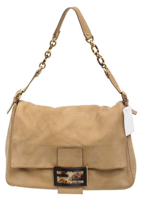 Fendi 498818 Nubuck Tan Leather Baguette 