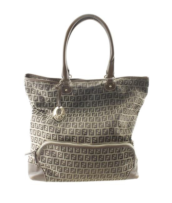 Fendi 8bh140 Zucchino Zucca 172855 Brown Canvas Tote 