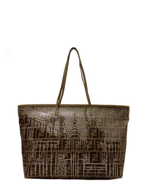 Fendi 8bh185 Zucca Roll Dark Brown Coated Canvas Tote 