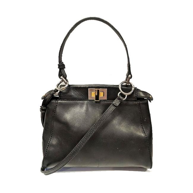 Fendi 8bn227 Mini Peekaboo 146270 Black Leather Tote 