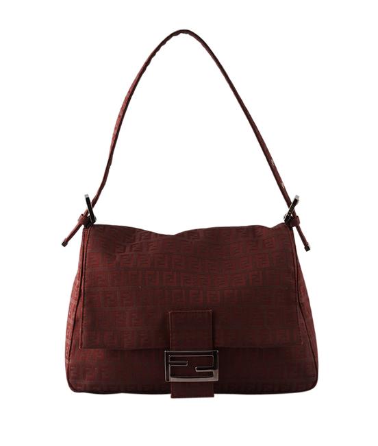 Fendi 8br001 Zucca 129232 Burgundy Canvas Shoulder Bag 