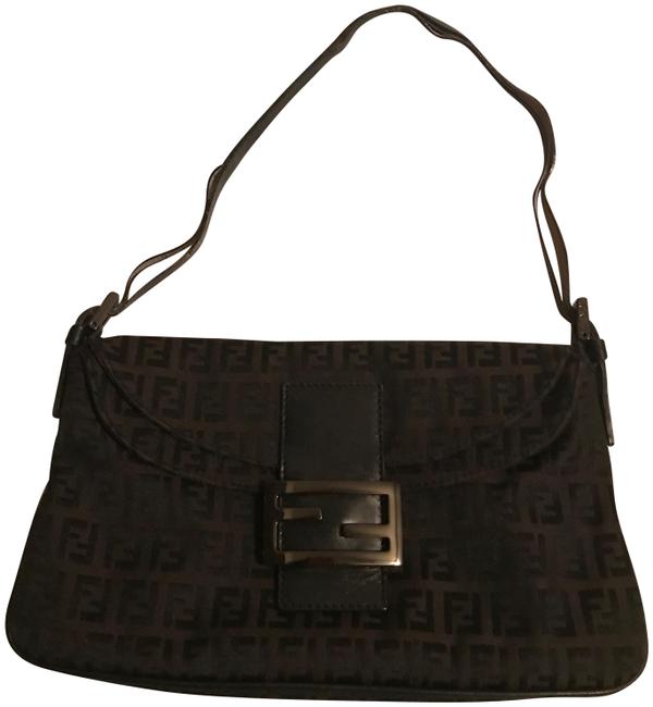 Fendi 8br009 Dark Brown Fabric Baguette 