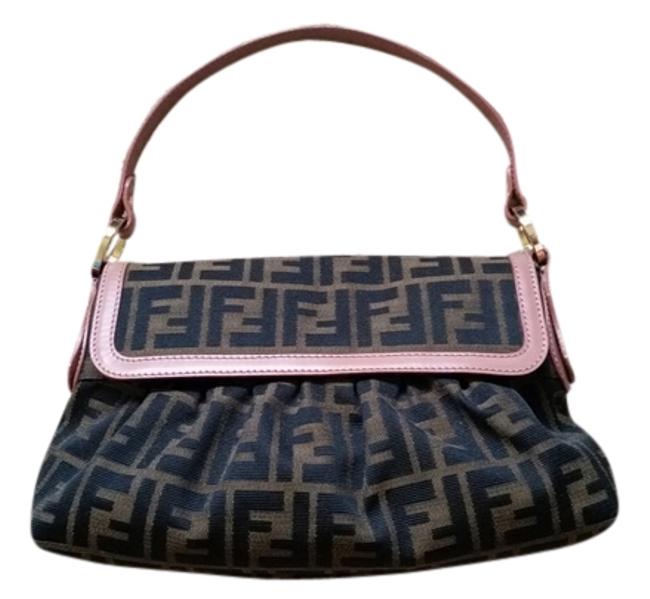 Fendi 8br353 Brown Canvas Shoulder Bag 