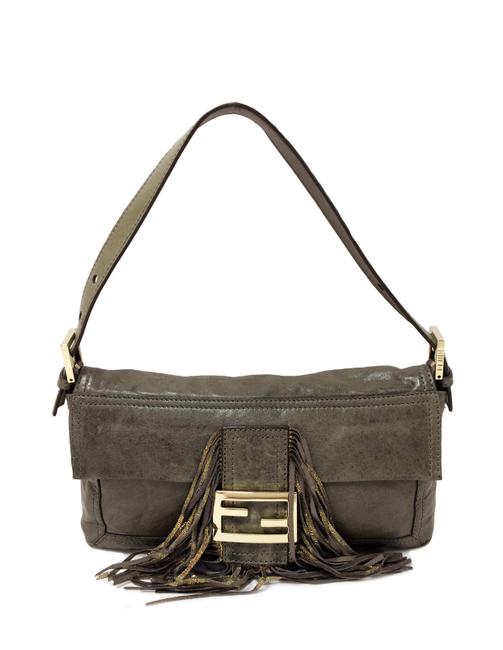Fendi 8bt136 Medium Zucchino Green Leather Baguette 