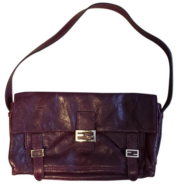 Fendi A606291 Burgundy Leather Shoulder Bag 