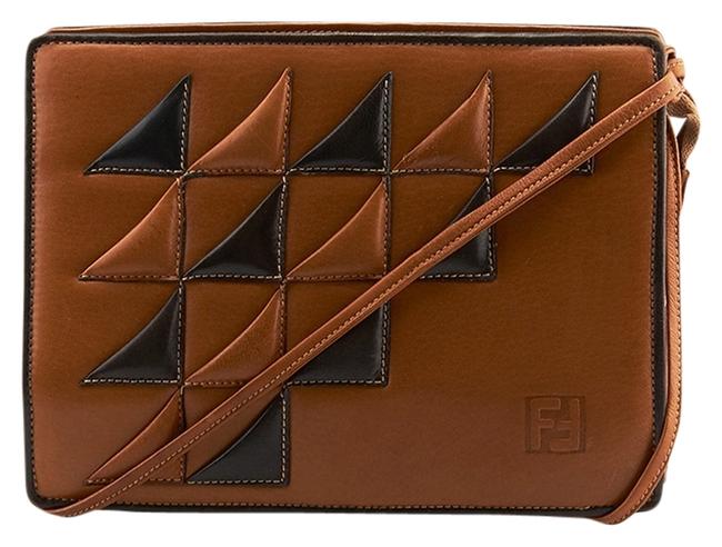 Fendi &amp; Black 72838 Brown Leather Shoulder Bag 