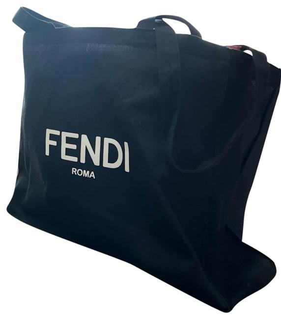 Fendi And Book Black Linen Tote 