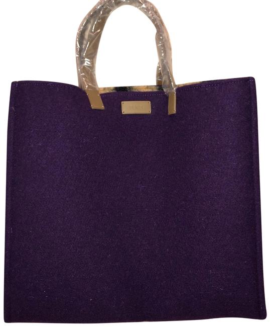 Fendi &amp; Leather Purple Wool Tote 