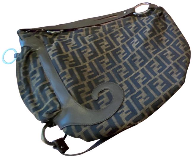 Fendi Asymmetrical Buckle Tote Brown Leather Shoulder Bag 