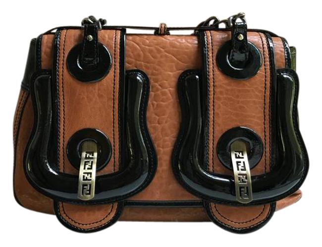 Fendi B Cognac and Black Leather Shoulder Bag 