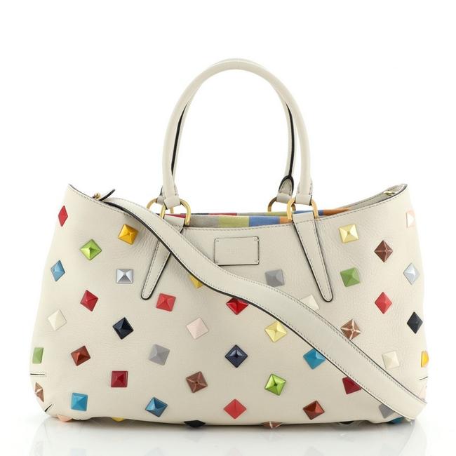 Fendi B. Fab Convertible Studded Leather Medium Tote 