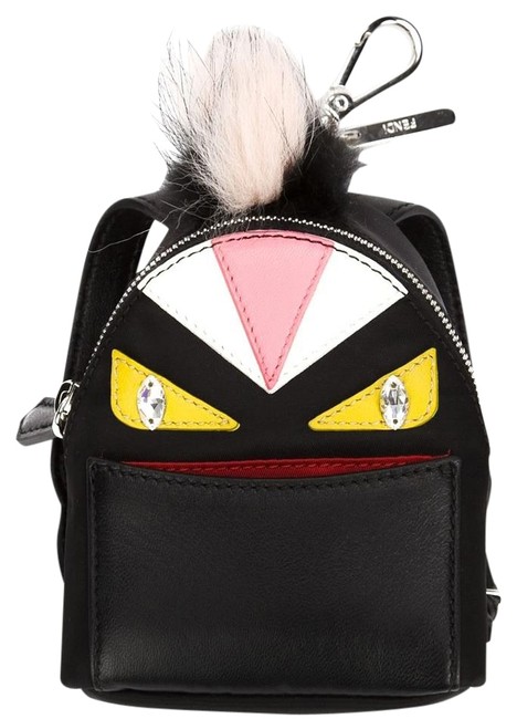 Fendi Backpack Monster Charm Black Nylon Tote 