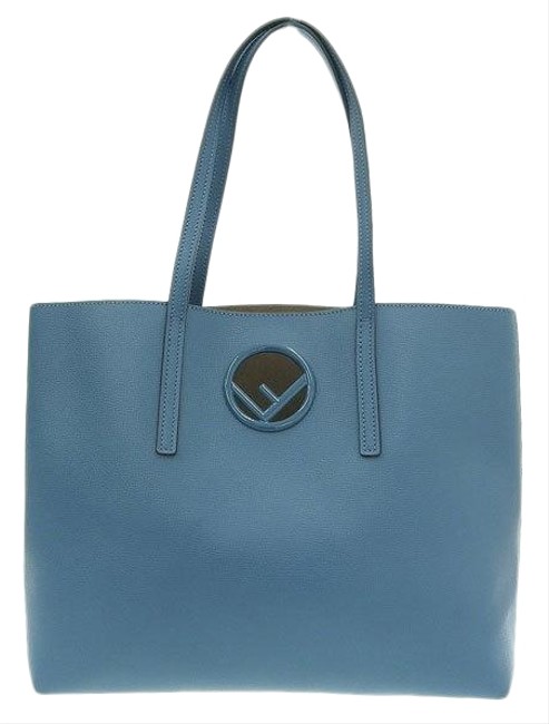 Fendi Bag Genuine Canaiev Blue Leather Tote 