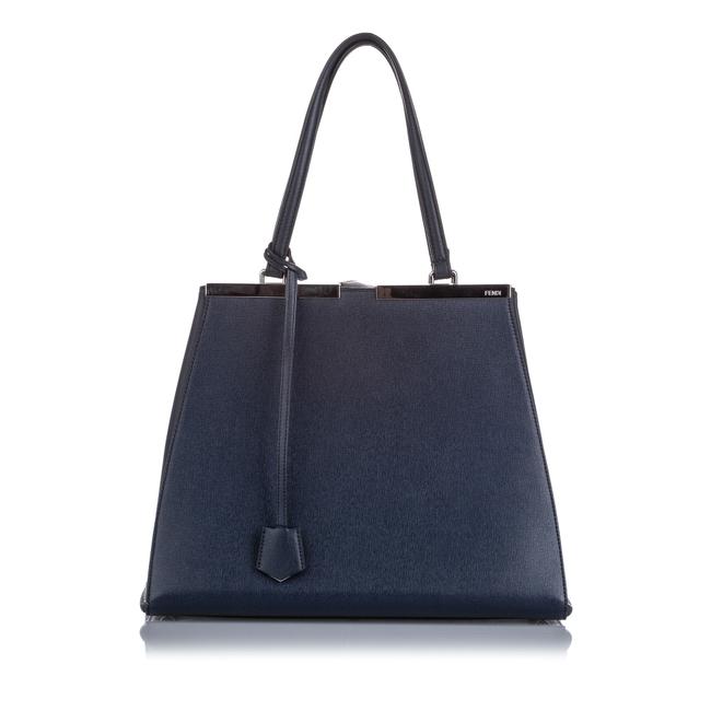 Fendi Bag Large 3jours Blue Leather Tote 