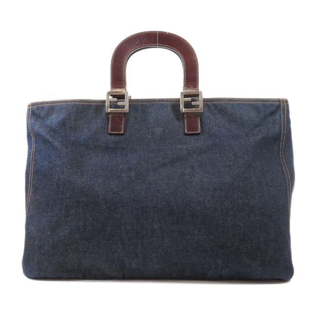 Fendi Bag Logo Ladies Navy Denim Tote 