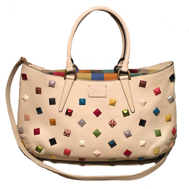 Fendi Bag Multicolor Studded Medium B. Fab Milk Leather Tote 