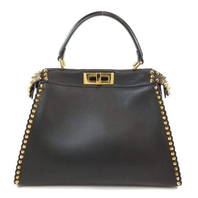 Fendi Bag Peekaboo Studs Calf Ladies Black Tote 