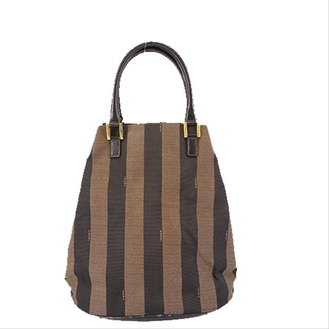 Fendi Bag Pequin Women's Khaki Canvas Tote 