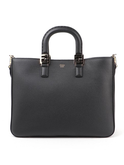 Fendi Bag Spk Ff Medium Black Leather Tote 