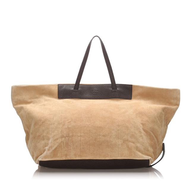 Fendi Bag Suede Brown Leather Tote 