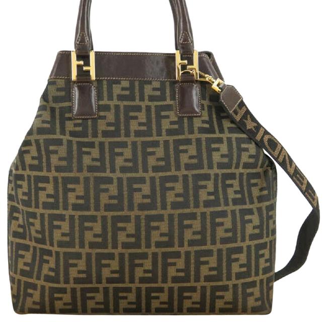 Fendi Bag Zucca 2way Shoulder Hand Black Tote 