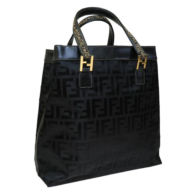Fendi Bag Zucca Black LeatherCanvas Tote 
