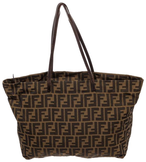 Fendi Bag Zucca Leather Brown Canvas Tote 