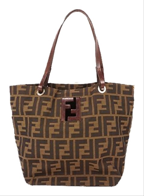 Fendi Bag Zucca Women's Khaki Canvas Tote 