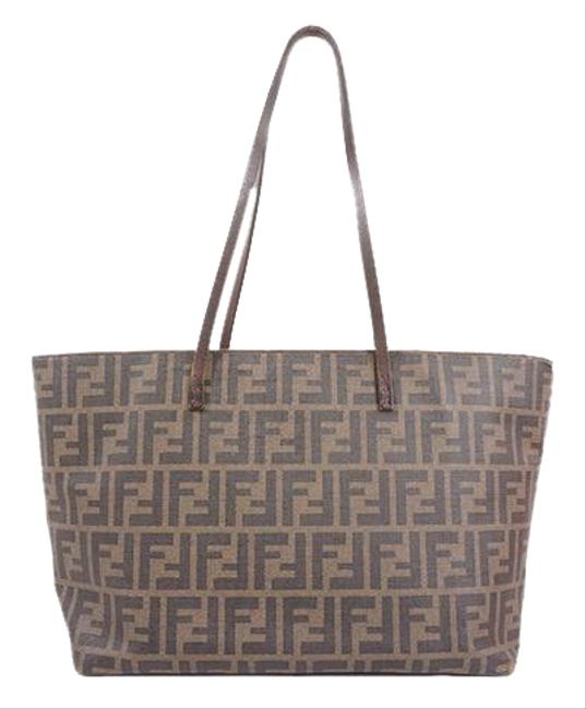 Fendi Bag Zucca Women's Khaki Pvc Tote 