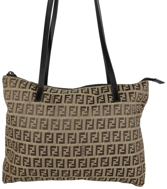 Fendi Bag Zucchino 24838 Brown Canvas Tote 