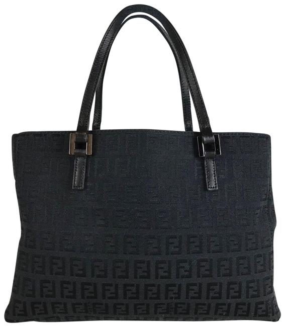 Fendi Bag Zucchino 26230 Black Canvas Tote 