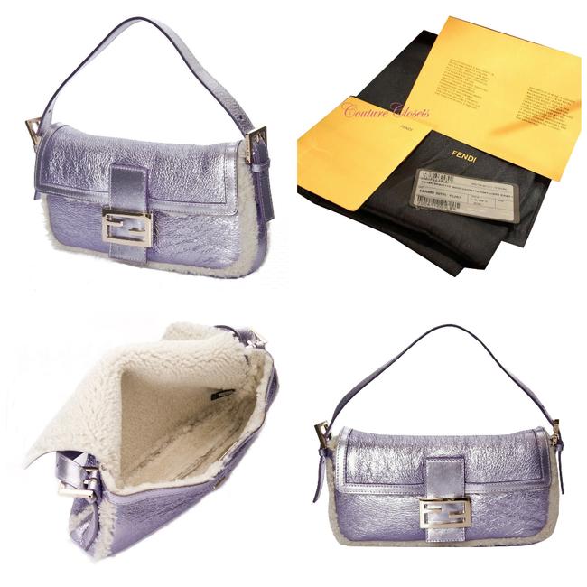 Fendi New Shearling Bag Featured In The 15th Anniversary Book Foil Leather Baguette 