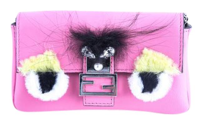 Fendi Crossbody Baguette Micro Fluo PinkMulti Pink Leather Shoulder Bag 