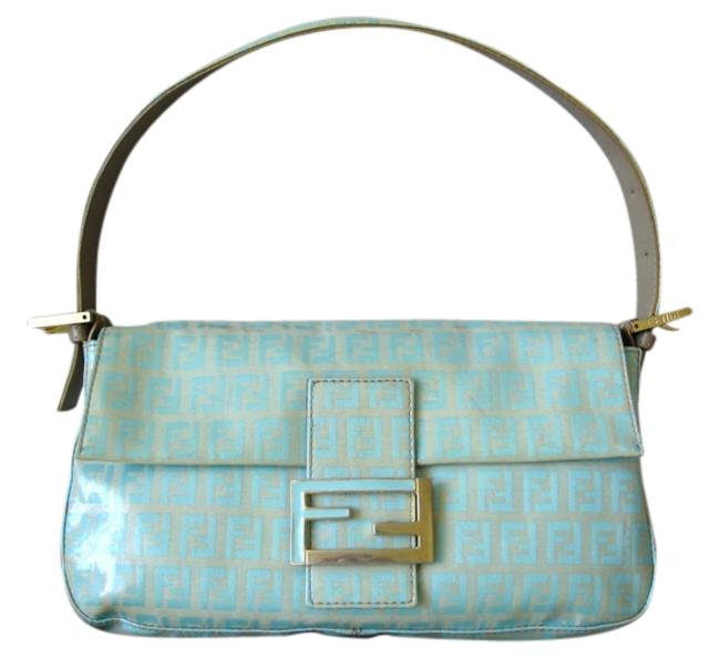 Fendi Baguette Mint Beige Patent Tote 