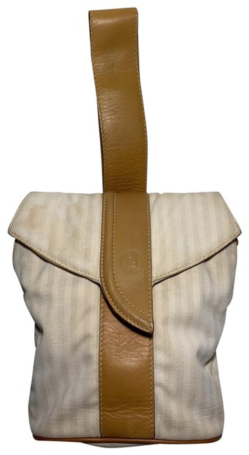 Fendi Baguette Off WhiteCaramel Coated Canvas Wristlet 