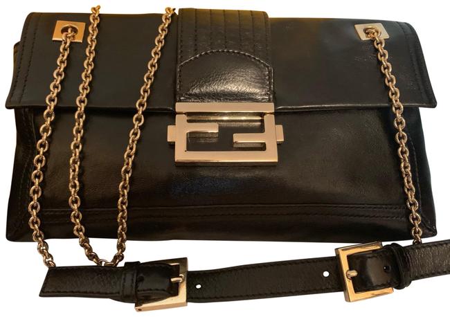 Fendi Baguette Pelle Black Lambskin Leather Shoulder Bag 