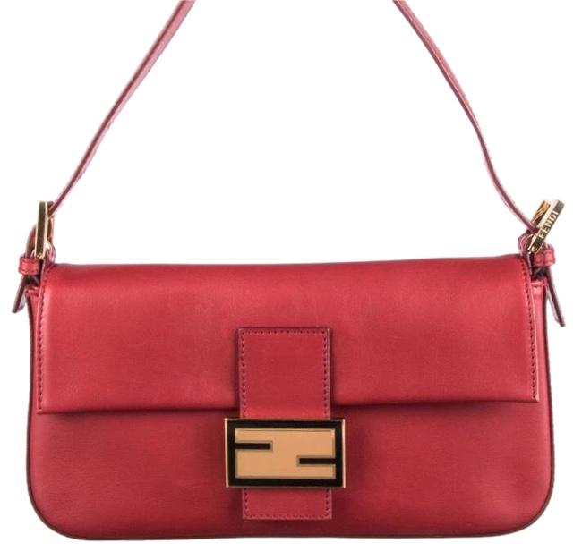 Fendi Baguette Red Nappa Leather Shoulder Bag 