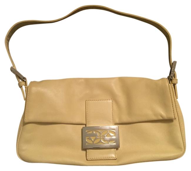 Fendi Baguette Yellow Nappa Leather Shoulder Bag 
