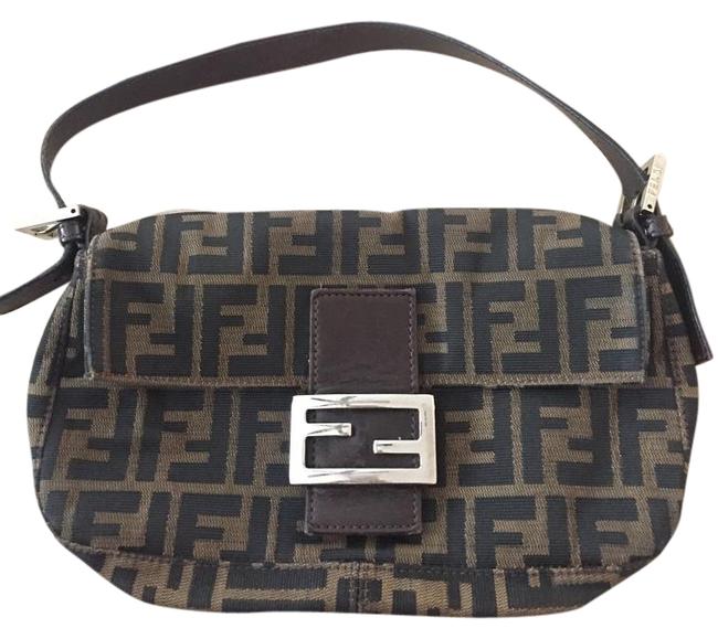 Fendi Baguette Zucca CanvasLeather Shoulder Bag 