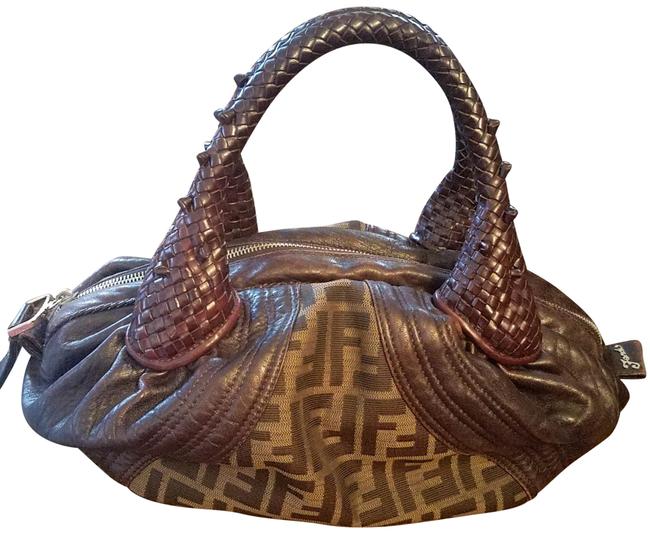 Fendi Baulotto Spy Zucca Tabacco Leather Baguette 