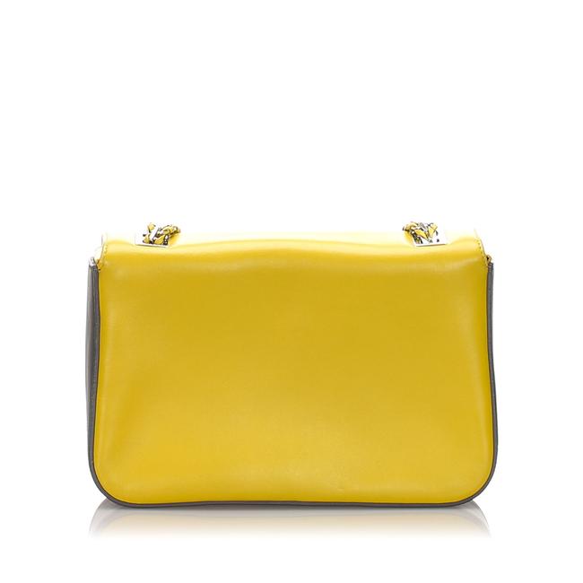 Fendi Be Baguette Yellow Leather Shoulder Bag 
