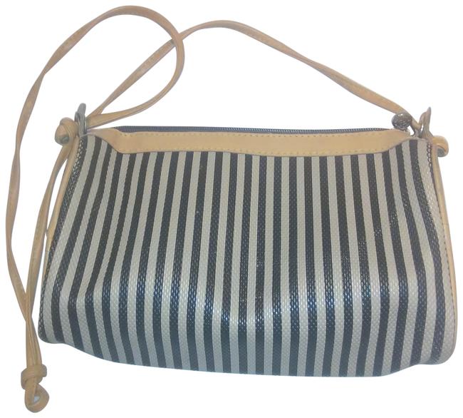 Fendi Beige and Brown Striped Leather Shoulder Bag 