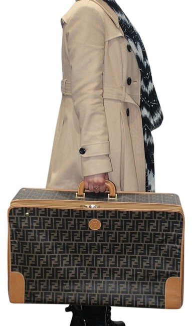 Fendi BeigeBrownGreenBlack Canvas WeekendTravel Bag 