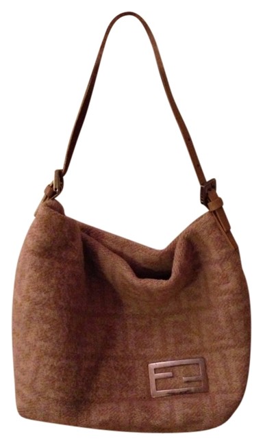 Fendi Beige Wool and Leather Shoulder Bag 