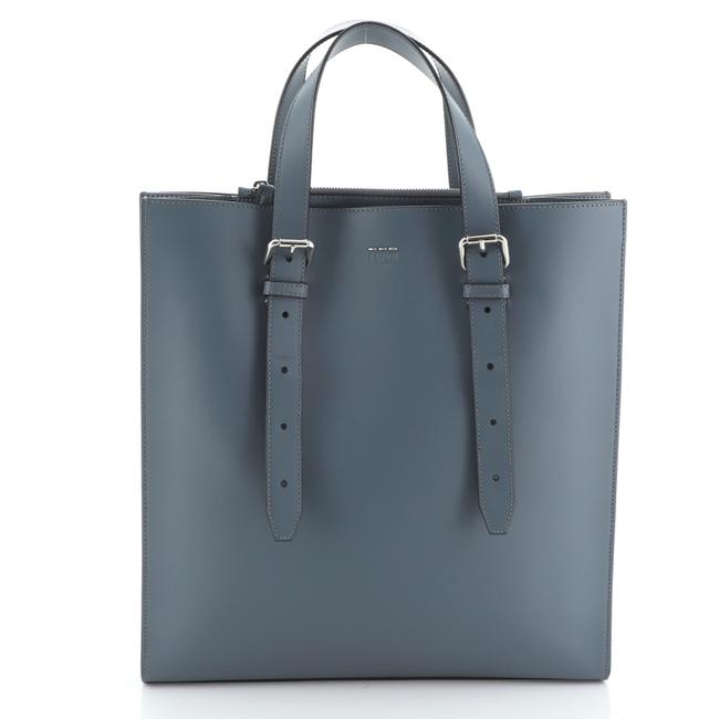 Fendi Belted Shopper Tall Blue Leather Tote 