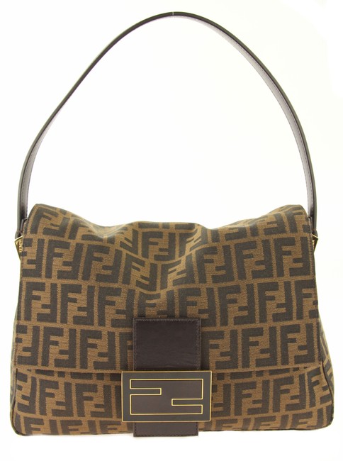 Fendi Big Mama Zucca Brown Canvas Shoulder Bag 