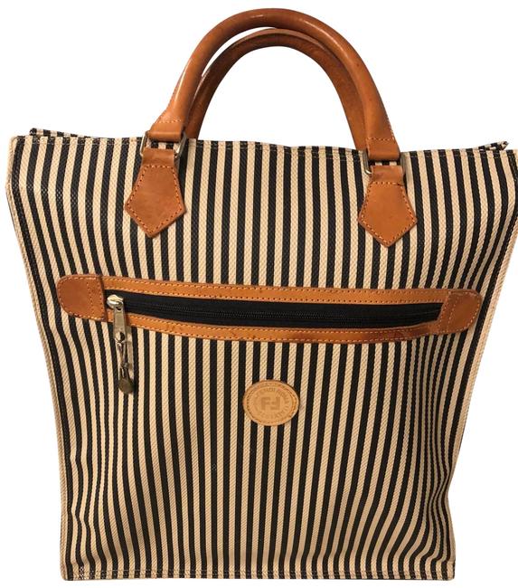Fendi Black &amp; Beige Leather Tote 
