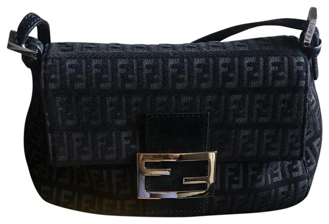 Fendi Black &amp; Grey Suede Baguette 