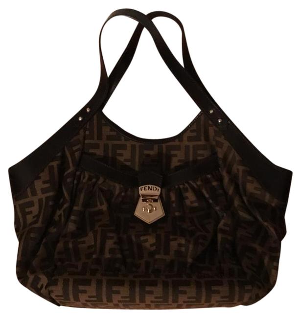 Fendi Black Brown Fabric Tote 