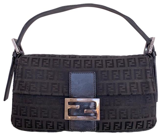Fendi Black Canvas and Leather Baguette 